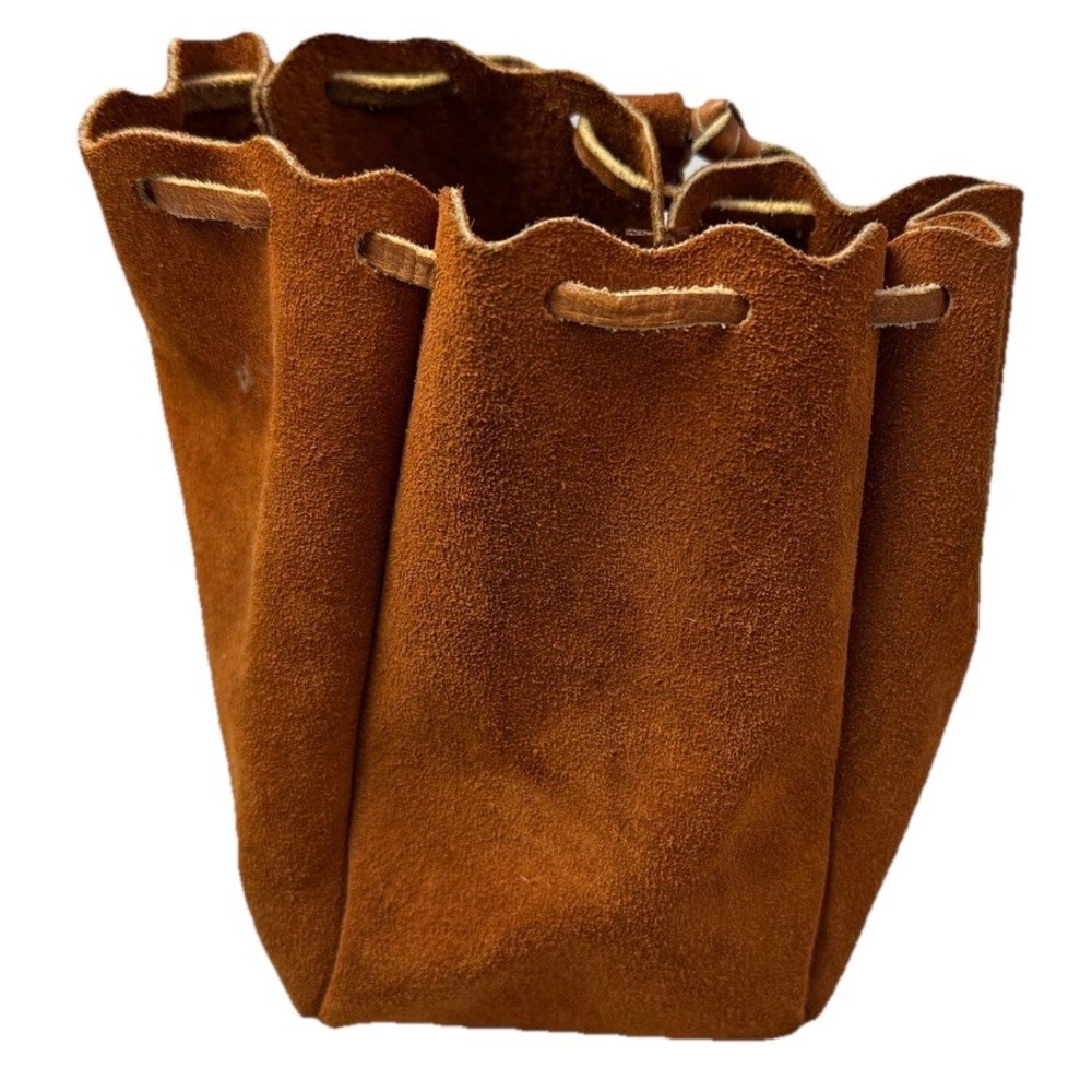 Vintage Leather Shell Ammunition Drawstring Pouch Bag Fishing Reel Case 3j1